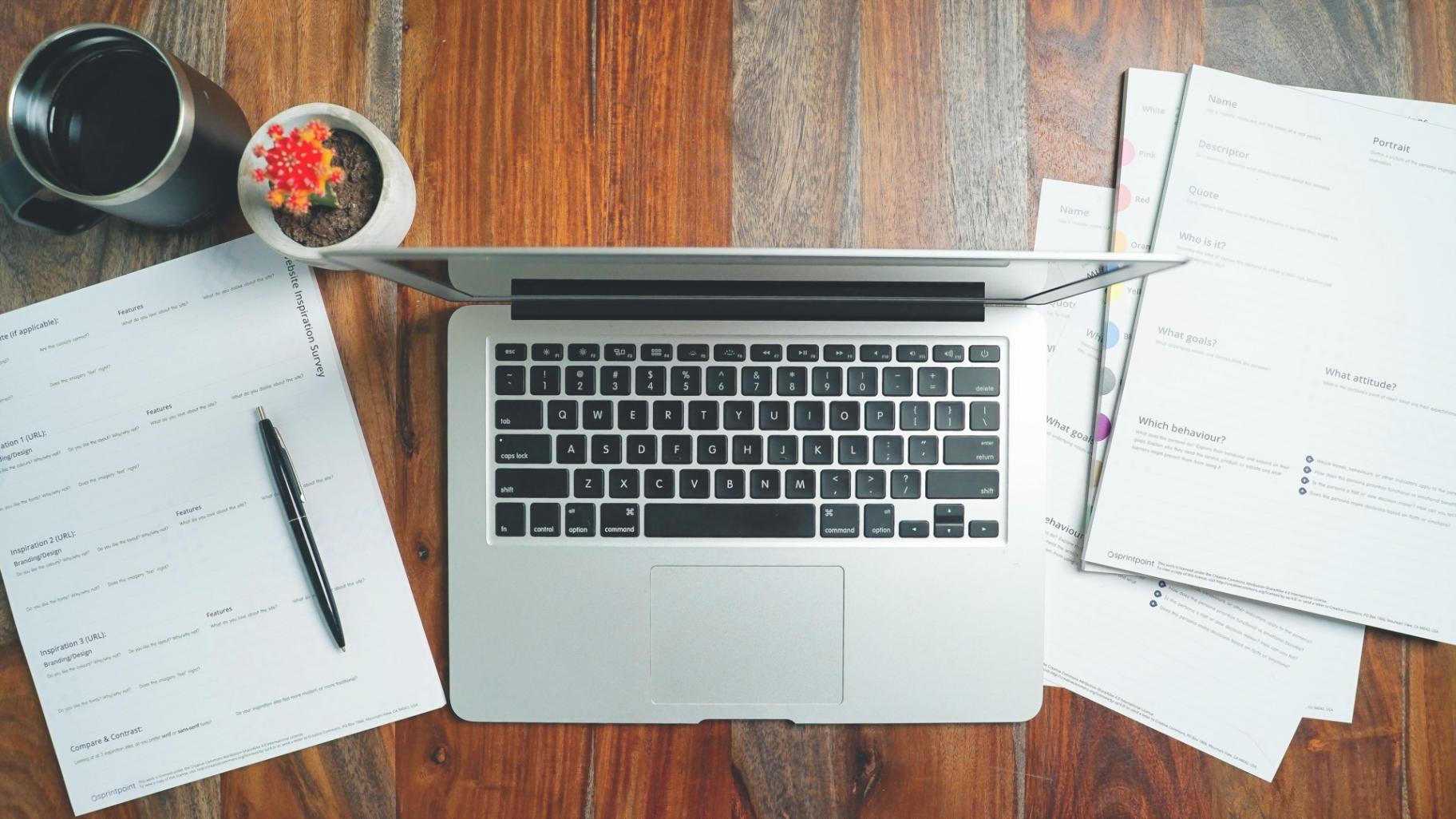 Financial analysis workspace with charts and data